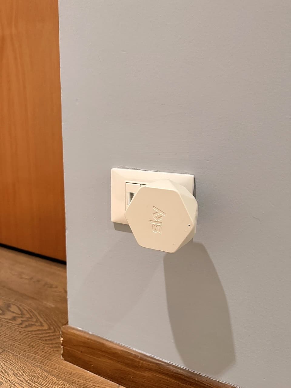 The hexagonal Sky booster, plugged into the socket in the entrance